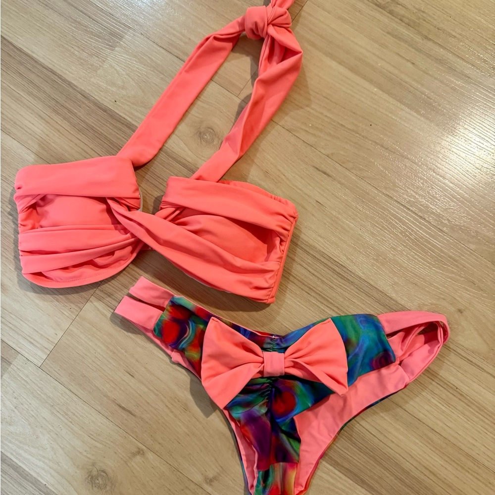 Women’s Orange and Tie-Dye Bikini